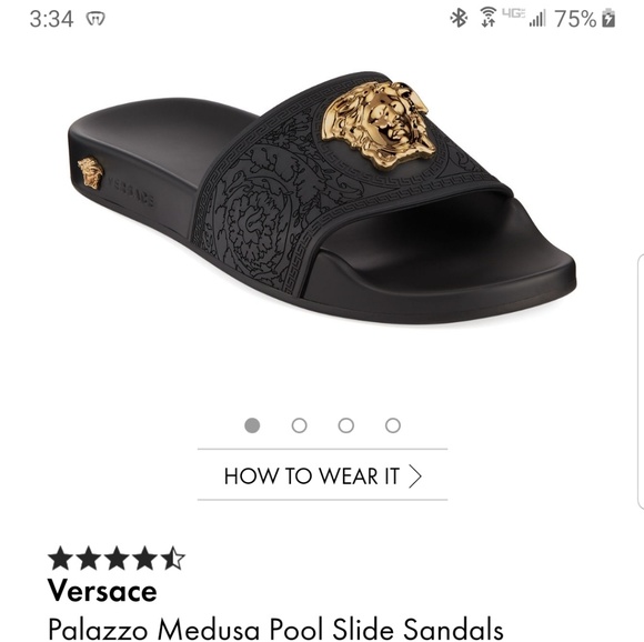Versace Shoes - Versace slides with gold medusa head